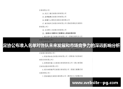 足协公布准入名单对各队未来发展和市场竞争力的深远影响分析